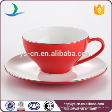 China 170ml rote Keramik elegante Teetasse und Untertasse für zu Hause